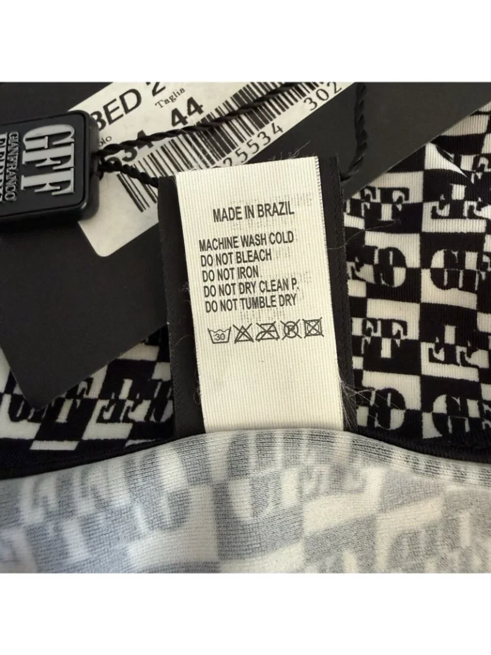Vtg Y2K Gianfranco Ferré GFF Mini Skirt Swim Monogram Check Black White